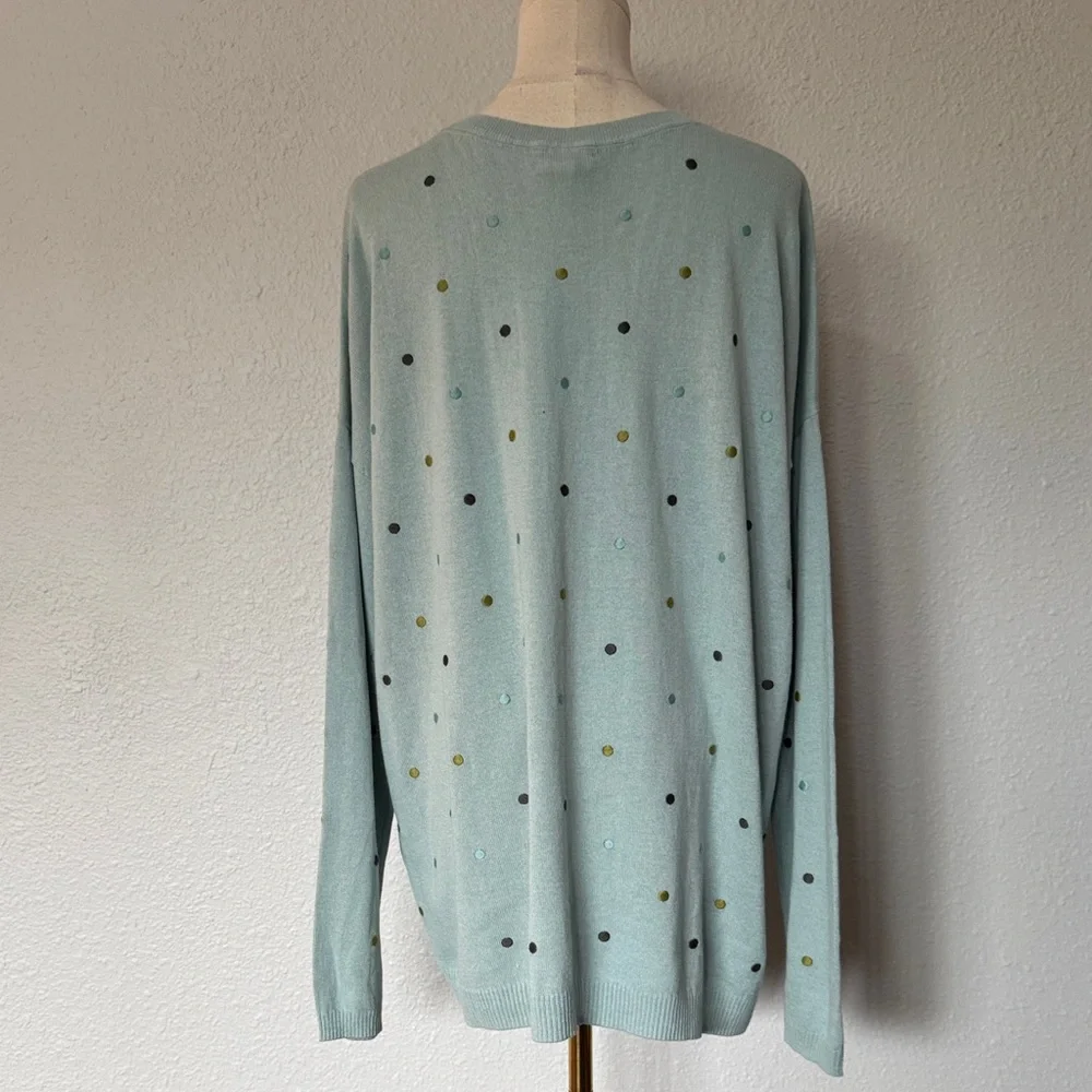 NWT J. Jill Polka Dot Sweater Robin’s Egg Blue size Large Tall - Picture 6 of 13